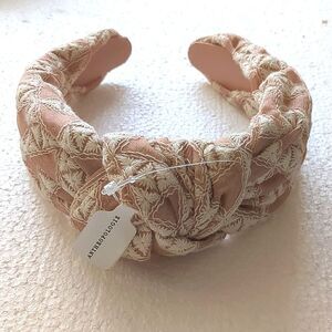 Anthropologie Everly Triangle Top Knot Headband Peach White NEW Tags